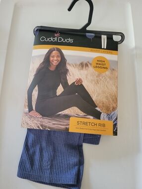 Cuddl Duds Stretch Rib High Waist Legging -  Blue
